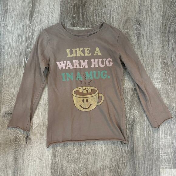 PEEK 100% Pima Cotton “Like a warm hug in a mug” shirt Size 4/5 - Picture 1 of 3